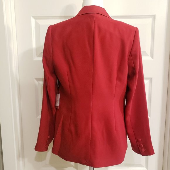 Laundry blazer Shelli Segal Red size 12 Blazer Satin Ruffle nwt - Picture 7 of 10